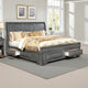Transitional Bed | California King | Wood Frame | Multiple Bottom Drawers | Gray