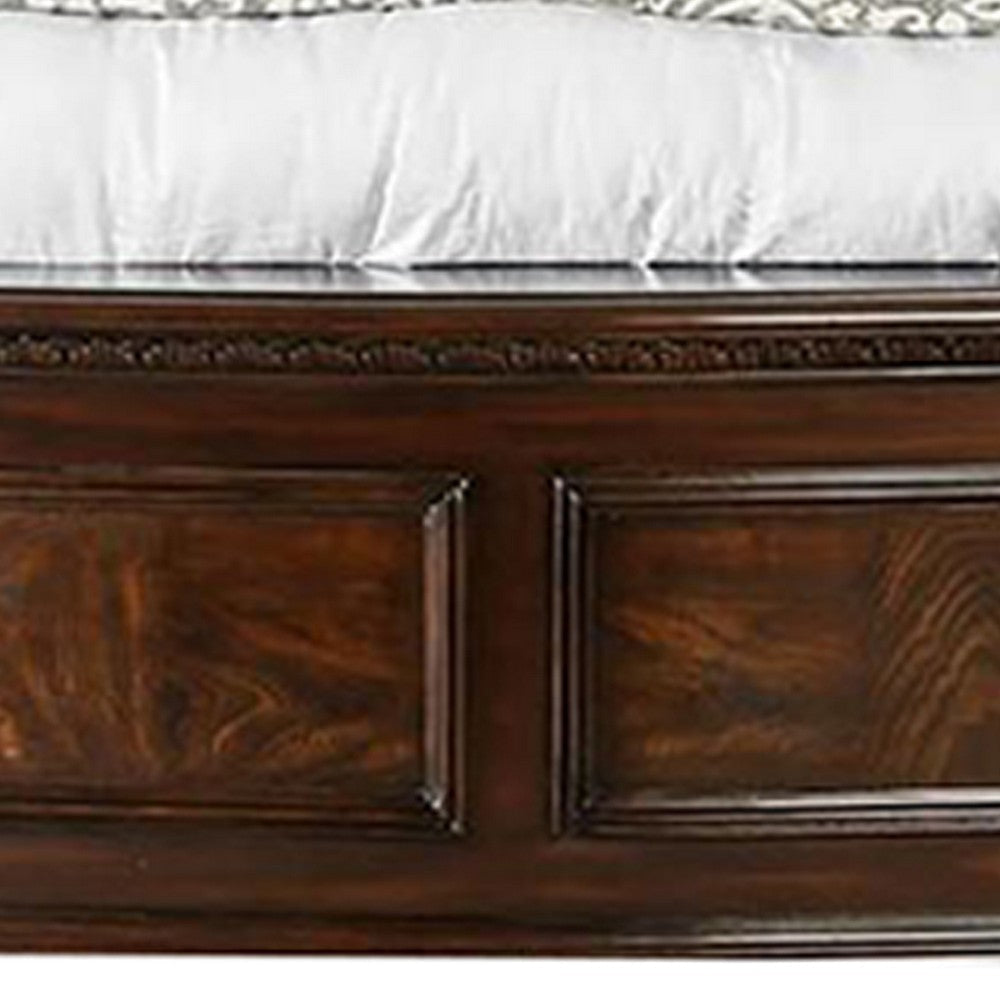 Eastern King Wooden Bed with Intricate Carved Headboard Brown BM216320