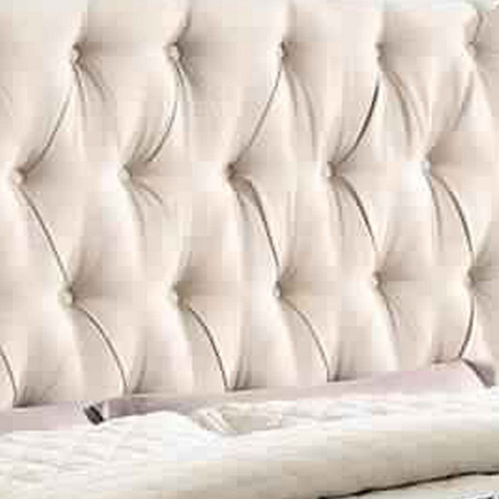 Fabric Wingback Design Eastern King Bed with Button Tufted Details,Brown By Casagear Home BM216329