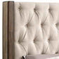 Fabric Wingback Design Eastern King Bed with Button Tufted Details,Brown By Casagear Home BM216329