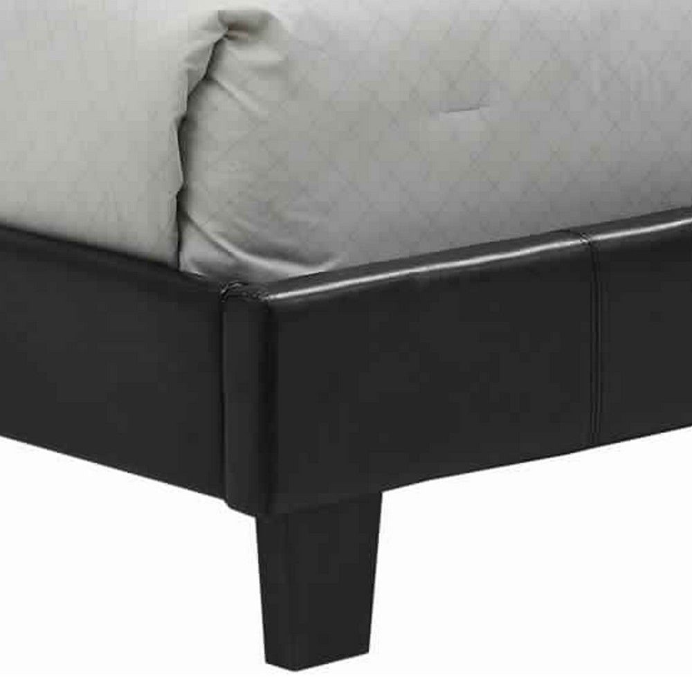 Low Profile California King Size Bed with Button Tufted Headboard Black
