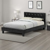 Low Profile California King Size Bed with Button Tufted Headboard, Black