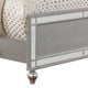 Contemporary Button Tufted Eastern King Bed with Ornate Bun Feet,Silver BM216353