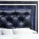 Textured Eastern King Size Bed with Silver Trim Accents Black