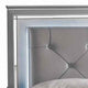 Textured California King Size Bed with Silver Trim Accents Beige