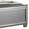 Textured Queen King Size Bed with Silver Trim Accents Beige