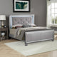 Textured Queen King Size Bed with Silver Trim Accents, Beige