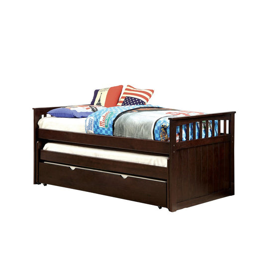 Mission Style Wooden Daybed with Slatted Design, Espresso Brown By Casagear Home