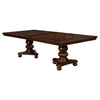 Wooden Extendable Dining Table with Ornate Double Pedestal Base, Brown By Casagear Home