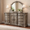 Traditional Dresser with 2 Door Storage and Molded Details, Antique Silver