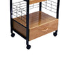 Wood & Metal Microwave Cart | Power Outlet | Black & Brown