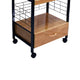 Wood & Metal Microwave Cart | Power Outlet | Black & Brown