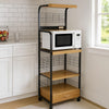 Wood & Metal Microwave Cart | Power Outlet | Black & Brown