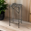 Scrolled Metal Plant Stand | Square Top | Large | Black