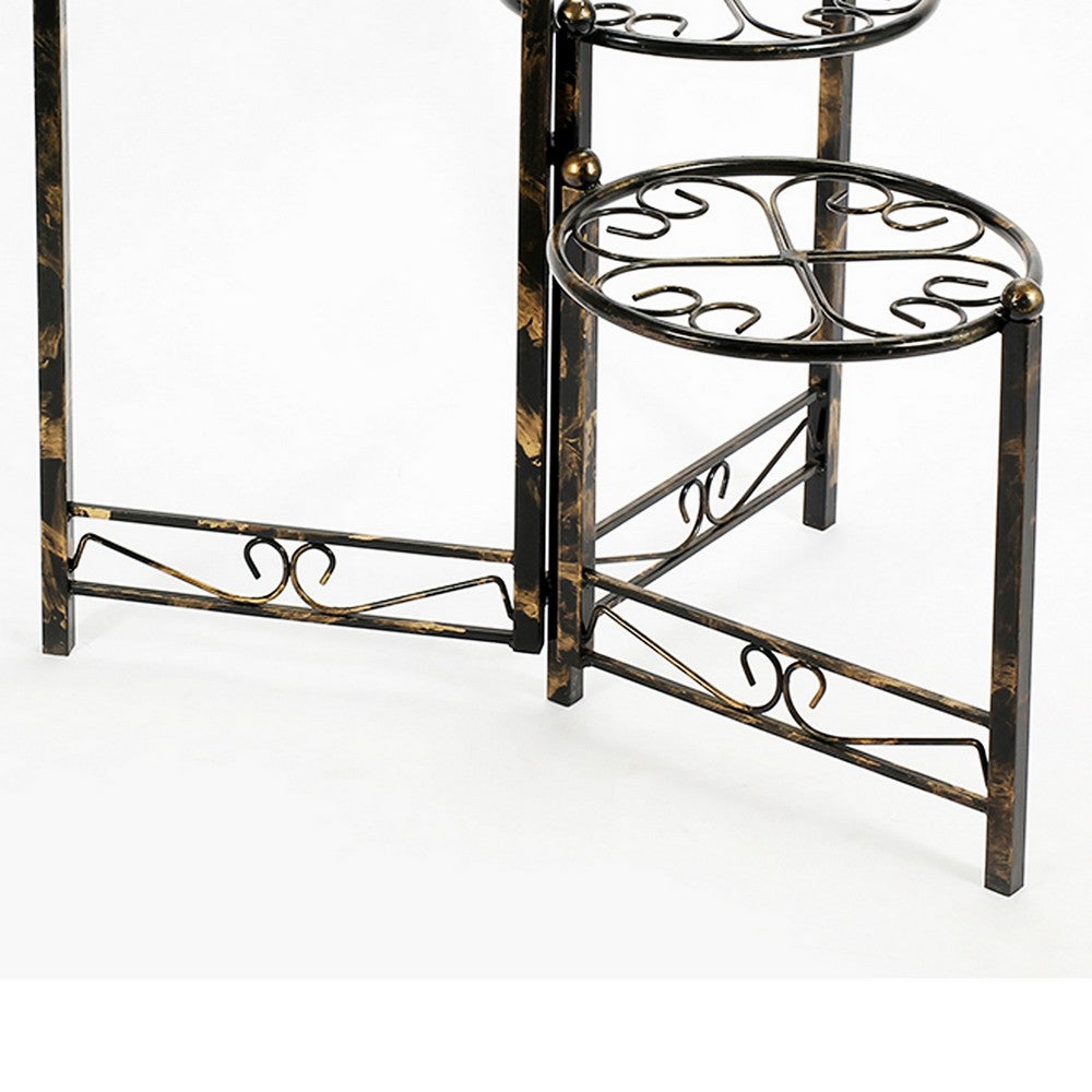 3 Tier Heart Clover Design Round Top Metal Plant Stand Black By Casagear Home BM216727