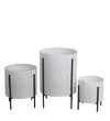 Metal Planters with Floral Hexagon Cut Out Design, Set of 3,White and Black