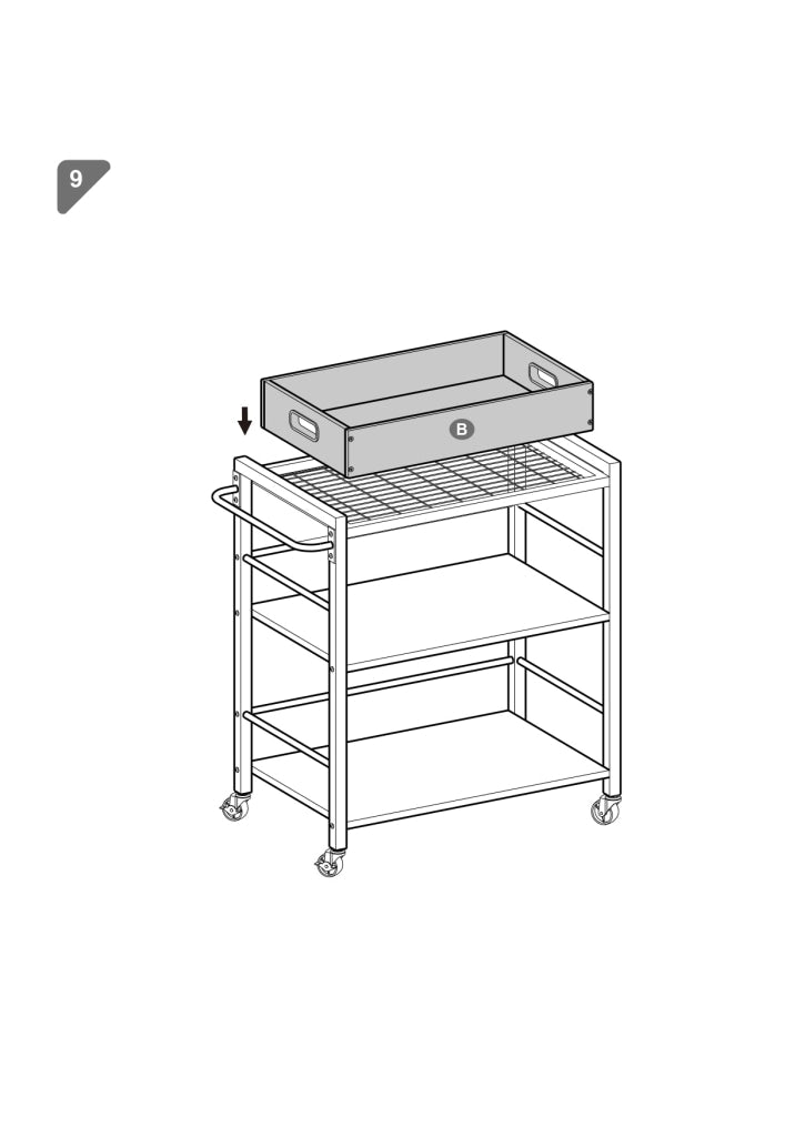 25 Tray Top Kitchen Cart with 2 Shelves and Casters Brown and Black By Casagear Home BM217112