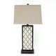 Rock Base Table Lamp with Drum Shade and Quatrefoil Pattern,Brown