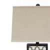 Rock Base Table Lamp with Drum Shade and Quatrefoil Pattern,Brown BM217232