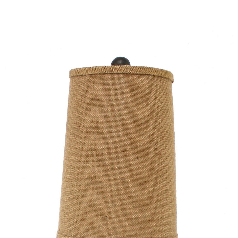 Metal Spindle Design Table Lamp with Cone Shade and Round Base, Black