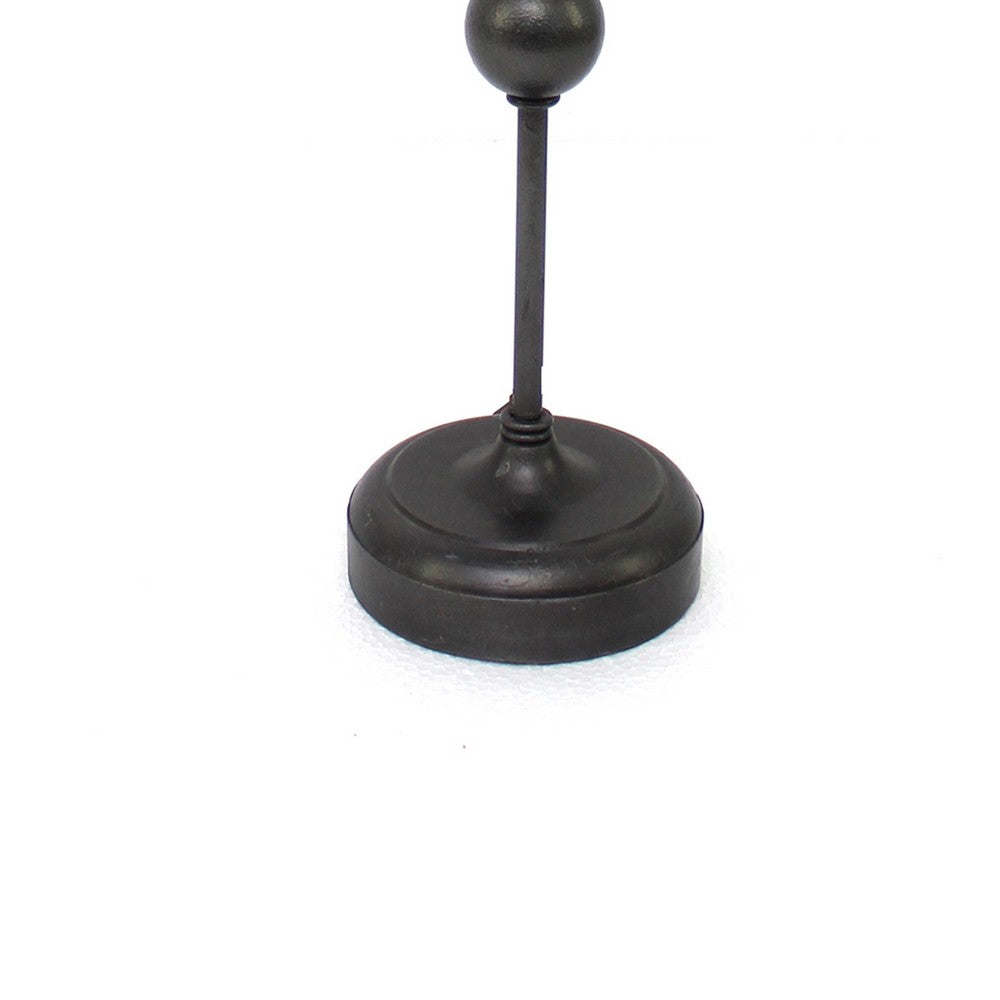 Metal Spindle Design Table Lamp with Cone Shade and Round Base, Black
