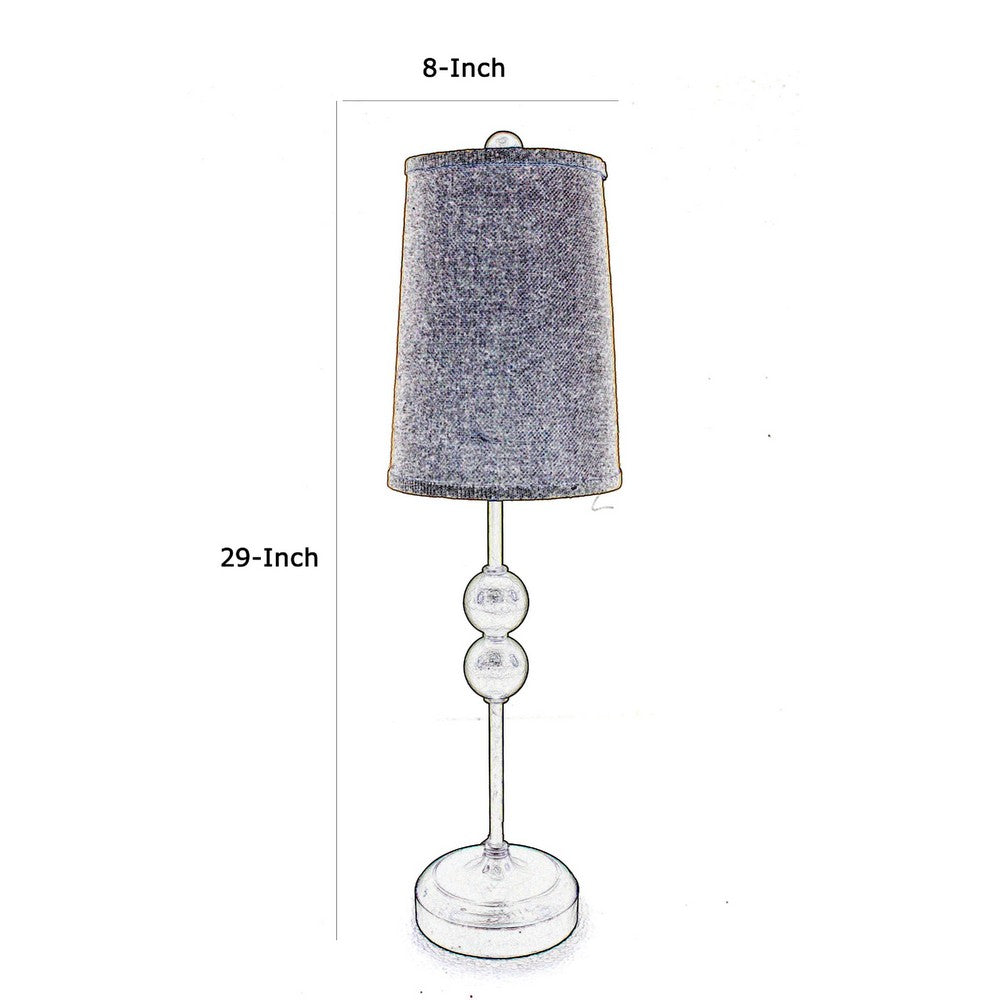 Metal Spindle Design Table Lamp with Cone Shade and Round Base, Black
