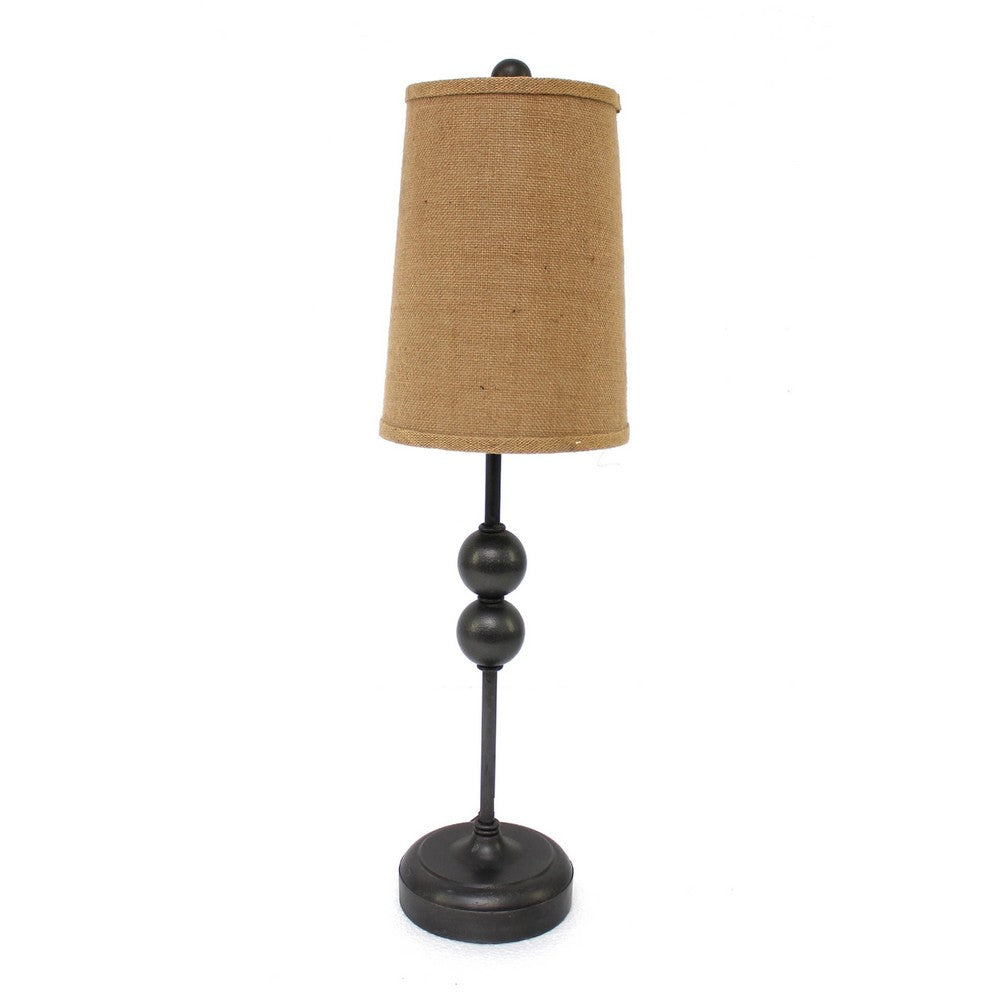 Metal Spindle Design Table Lamp with Cone Shade and Round Base, Black