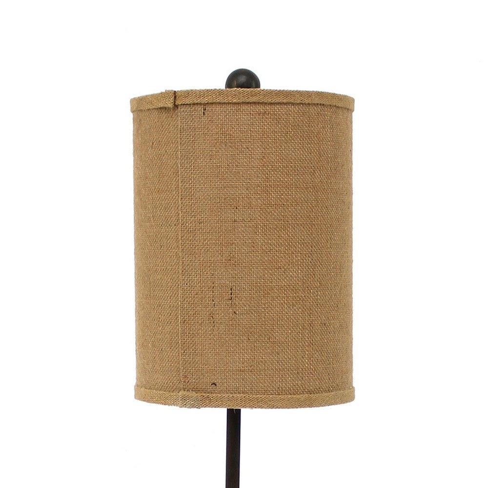 Metal Table Lamp with Cylindrical Drum Shade and Fleur De Lis Accent,Black