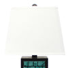 Rectangular Metal Frame Table Lamp with Brick Pattern, White and Blue