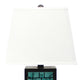 Rectangular Metal Frame Table Lamp with Brick Pattern, White and Blue