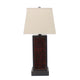 Rectangular Metal Frame Table Lamp with Brick Pattern, Beige and Brown