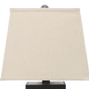 Rectangular Metal Frame Table Lamp with Brick Pattern, Beige and Brown