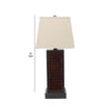 Rectangular Metal Frame Table Lamp with Brick Pattern, Beige and Brown