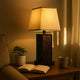 Rectangular Metal Frame Table Lamp with Brick Pattern, Beige and Brown