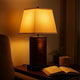 Rectangular Metal Frame Table Lamp with Brick Pattern, Beige and Brown