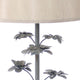 Flower Tree Design Metal Table Lamp with Tapered Drum Shade Gray and Beige BM217241