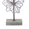 Metal Table Lamp with Flower Accent and Block Base,Beige and Gray BM217243