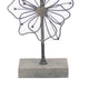 Metal Table Lamp with Flower Accent and Block Base,Beige and Gray BM217243
