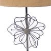 Metal Table Lamp with Flower Accent and Block Base,Beige and Gray BM217243
