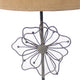 Metal Table Lamp with Flower Accent and Block Base,Beige and Gray BM217243