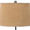 Metal Table Lamp with Flower Accent and Block Base,Beige and Gray BM217243
