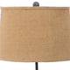 Metal Table Lamp with Flower Accent and Block Base,Beige and Gray BM217243