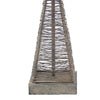 Metal Pyramid Base Table Lamp with Wire Design and Scripted Shade, Gray