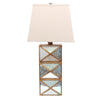 Metal Table Lamp with X Shape Design and Mirror Front,Multicolor