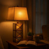 Metal Table Lamp with X Shape Design and Mirror Front,Multicolor