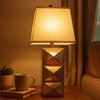 Metal Table Lamp with X Shape Design and Mirror Front,Multicolor