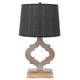 Wooden Table Lamp with Quatrefoil Design Base, Black and Antique White