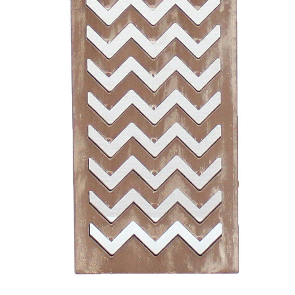 Table Lamp with Chevron Pattern and Mirror Inlay,Brown and Silver BM217248