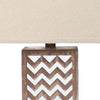 Table Lamp with Chevron Pattern and Mirror Inlay,Brown and Silver BM217248