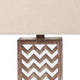 Table Lamp with Chevron Pattern and Mirror Inlay,Brown and Silver BM217248